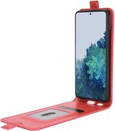 Hoesje Verticale Flip Wallet Case Kunstleer Rood Geschikt voor Samsung Galaxy S21