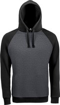 SOLS Unisex Seattle Contrast Raglan Hoodie (Houtskool mergel/zwart)