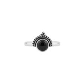 Jewelryz | Junia | Ring 925 zilver met edelsteen onyx (zwart) | 16.00 mm / maat 50
