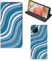 Hoesje Geschikt voor Samsung Galaxy A42 Book Case Golven Blauw