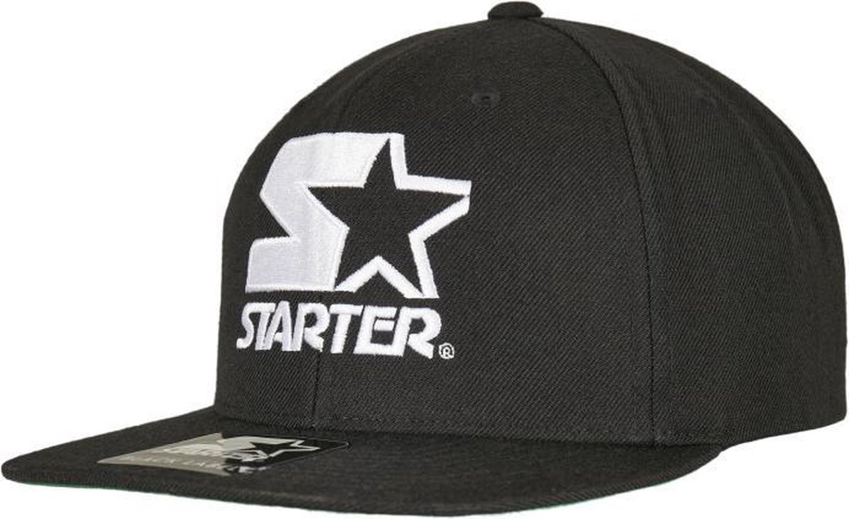 Logo Starter - Black black | Pet Snapback - Label size one Zwart Starter bol Snapback