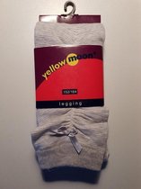 Katoenen legging, wit met grijs streepje en strikje maat 152-164