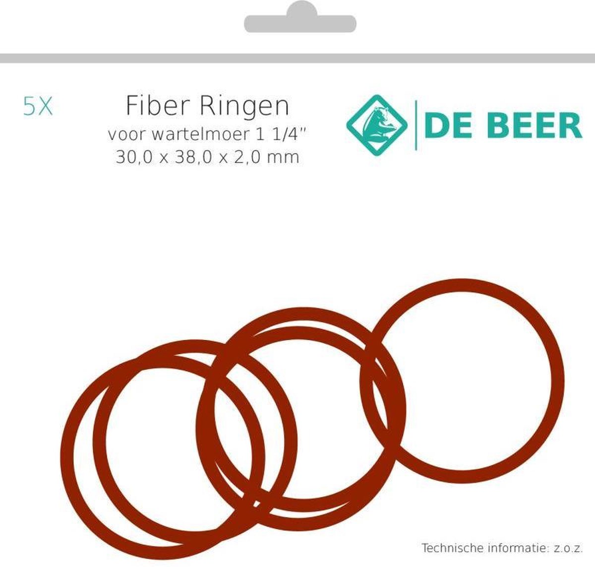 De Beer fiberring 30x38x2 mm 1-1/4" - verpakking à 5 stuks - 150930988