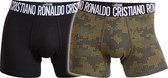 Cristiano Ronaldo 7 Trunk Cotton Stretch 2-Pack Main Fashion Men Black/Khaki - Maat M