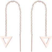 Aramat jewels ® - Stalen rosékleurige doortrekoorbellen driehoek