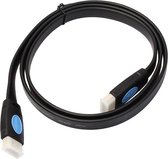 HDMI kabel van By Qubix - HDMI kabel 1 meter - HDMI 2.0 versie - High Speed 2160P - HDMI Male naar HDMI Male kabel - Flat cable black line