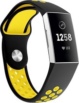 By Qubix - Fitbit Charge 3 & 4 siliconen DOT bandje - Geel / Zwart (Large) - Fitbit charge bandjes