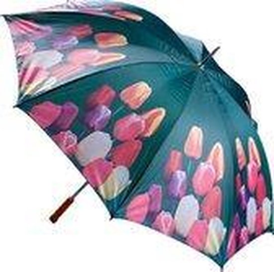 Stevige paraplu's (25 stuks) met tulpenprint en houten handvat - Multikleur - Ø130cm - Zeer groot - Wind - Regen - Paraplu's - Tulpen - Tulp