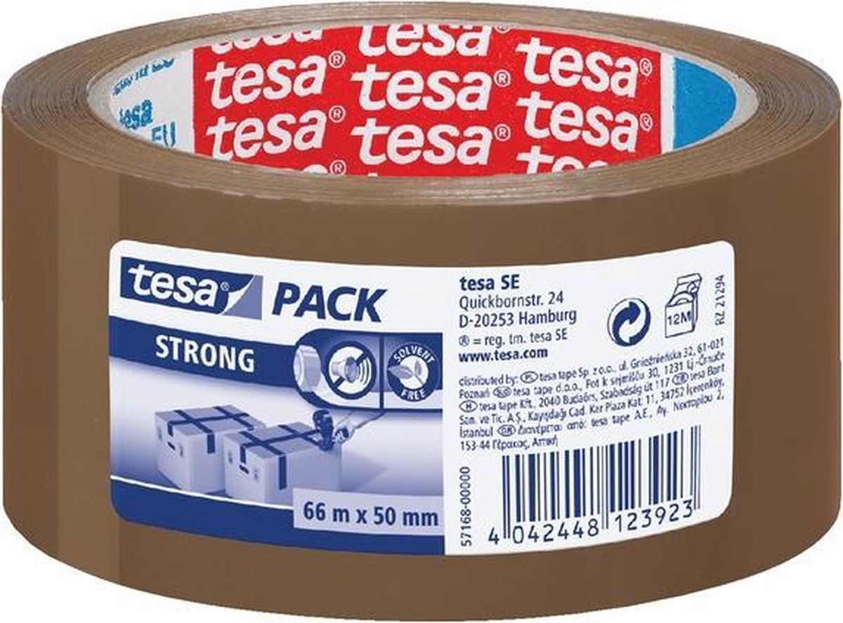Verpakkingstape tesa 57168 50 mm x 66 m pp low bruin