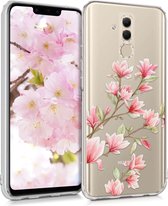 kwmobile telefoonhoesje voor Huawei Mate 20 Lite - Hoesje voor smartphone in poederroze / wit / transparant - Magnolia design