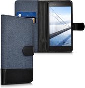 kwmobile telefoonhoesje voor bq Aquaris X5 Plus - Hoesje met pasjeshouder in donkerblauw / zwart - Case met portemonnee