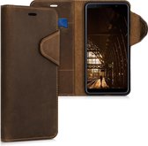 kalibri telefoonhoesje voor Samsung Galaxy A7 (2018) - Hoesje met pasjeshouder en standaard - bruin - Wallet case