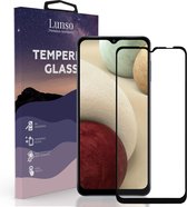 Lunso - Geschikt voor Samsung Galaxy A12 - Gehard Beschermglas - Full Cover Screenprotector - Black Edge