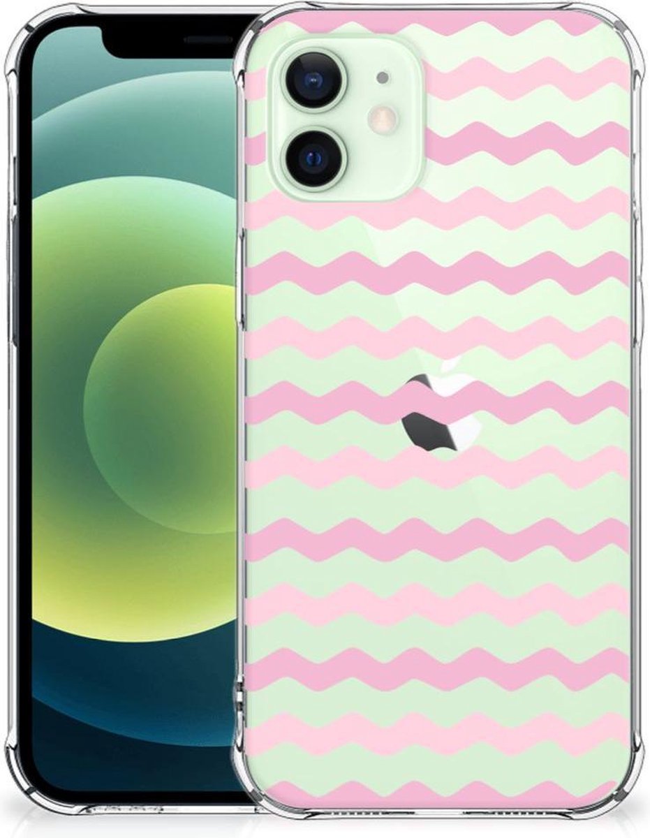 iPhone 12 Mini Doorzichtige Silicone Hoesje Waves Roze