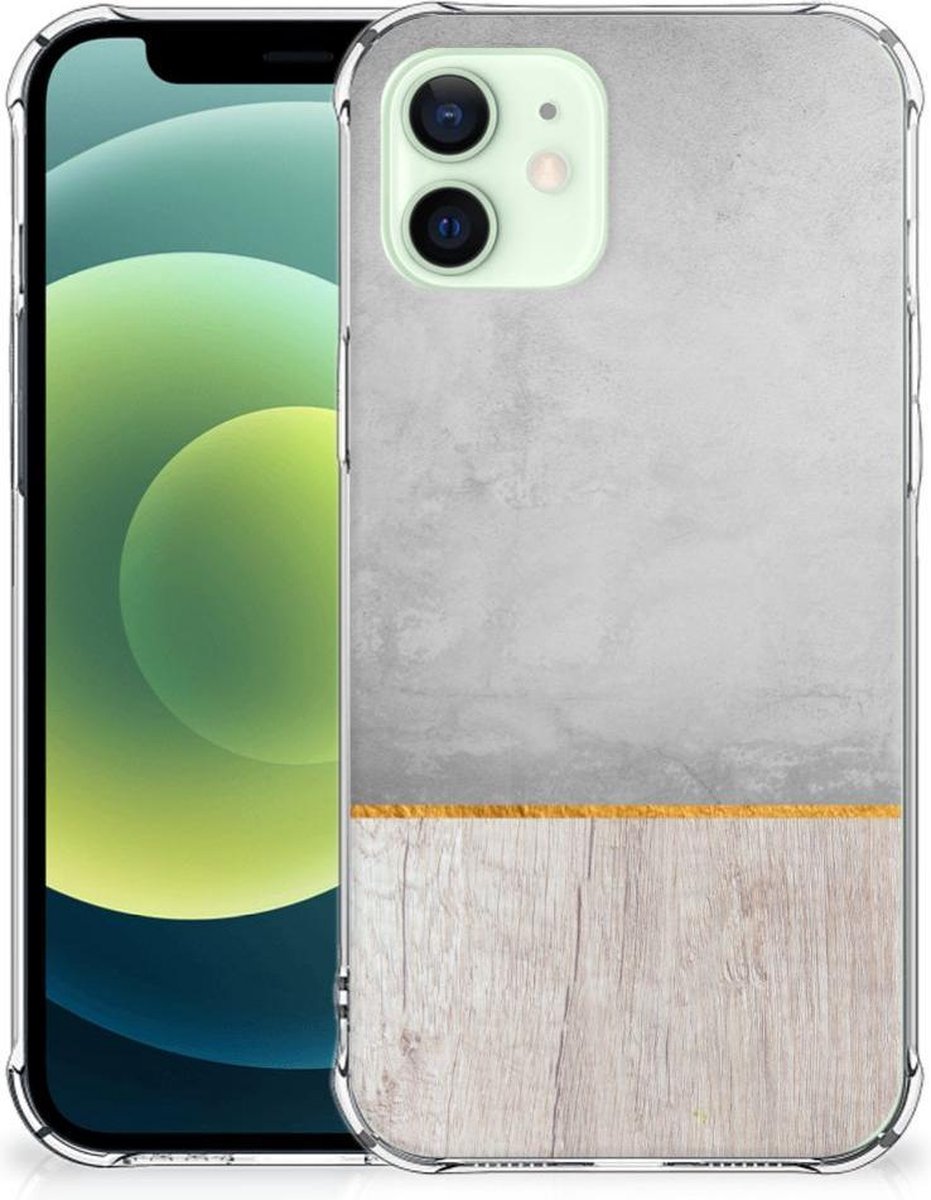 iPhone 12 Mini Stevig Telefoonhoesje Wood Concrete