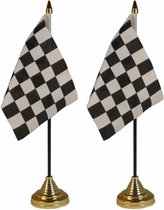2x stuks finish tafelvlaggetjes 10 x 15 cm met standaard - Racing coureur feestartikelen thema