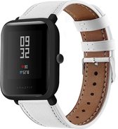 Leer Smartwatch bandje - Geschikt voor  Xiaomi Amazfit Bip bandje leer - wit - Horlogeband / Polsband / Armband