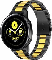 Stalen Smartwatch bandje - Geschikt voor  Samsung Galaxy Watch Active stalen band - zwart/goud - Horlogeband / Polsband / Armband