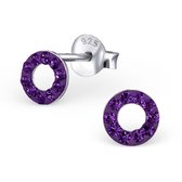 Aramat jewels ® - Kinder oorbellen rond kristal 925 zilver paars 5mm