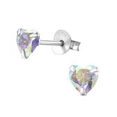 Aramat jewels ® - Kinder oorbellen met zirkonia hart 925 zilver ab transparant 5mm