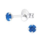 Aramat jewels ® - kinder Oorbellen rond zirkonia 925 zilver saffier blauw 3mm
