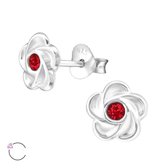 Aramat jewels ® - Zilveren oorbellen 7mm bloem rood swarovski elements kristal