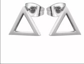 Aramat jewels ® - Oorbellen driehoek open zweerknopjes staal zilverkleurig 10mm