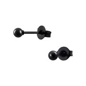 Aramat jewels ® - Zwarte bolletjes oorstekers zwart staal 3mm