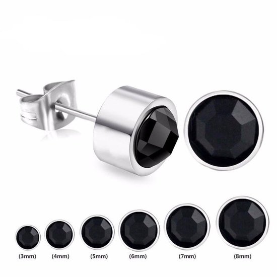 JeweBella 12 paar oorbellen met platte achterkant, chirurgische stalen oorbellen, studs voor dames en heren, hypoallergene knopoorbellen, 20 g kraakbeen oorbellen, maansteen, opaal, CZ, turkoois