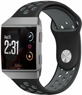 Siliconen Smartwatch bandje - Geschikt voor  Fitbit Ionic sport band - zwart/grijs - Maat: S - Horlogeband / Polsband / Armband