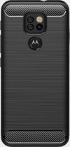 Shop4 - Motorola Moto E7 Plus Hoesje - Zachte Back Case Brushed Carbon Zwart