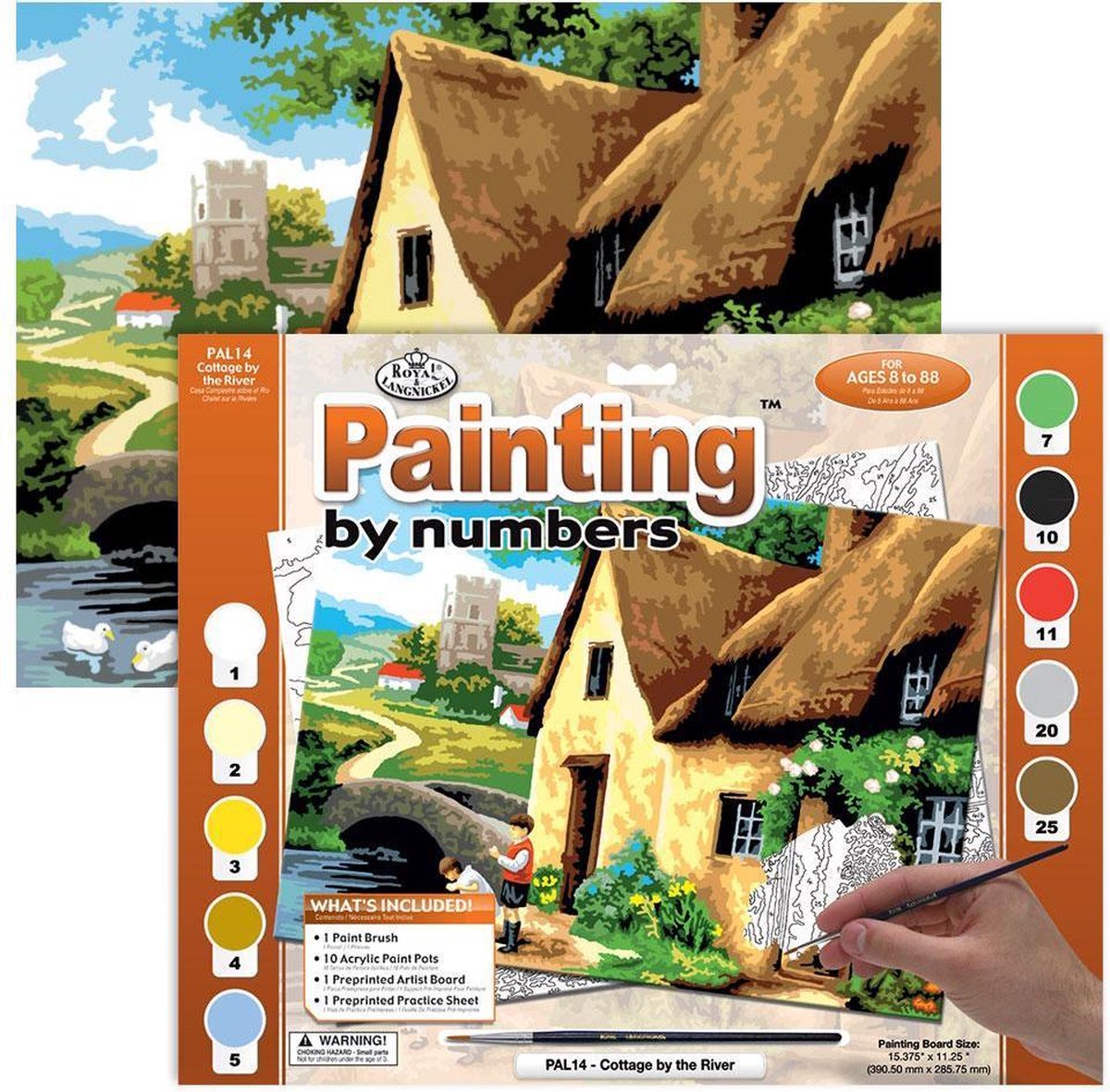Schilderen op nummer - Paint by numbers - Huisje bij de rivier 28.6x39cm - Schilderen op nummer volwassenen - Paint by numbers volwassenen
