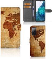 Telefoonhoesje Geschikt voor Samsung Galaxy S20FE Wallet Bookcase Wereldkaart
