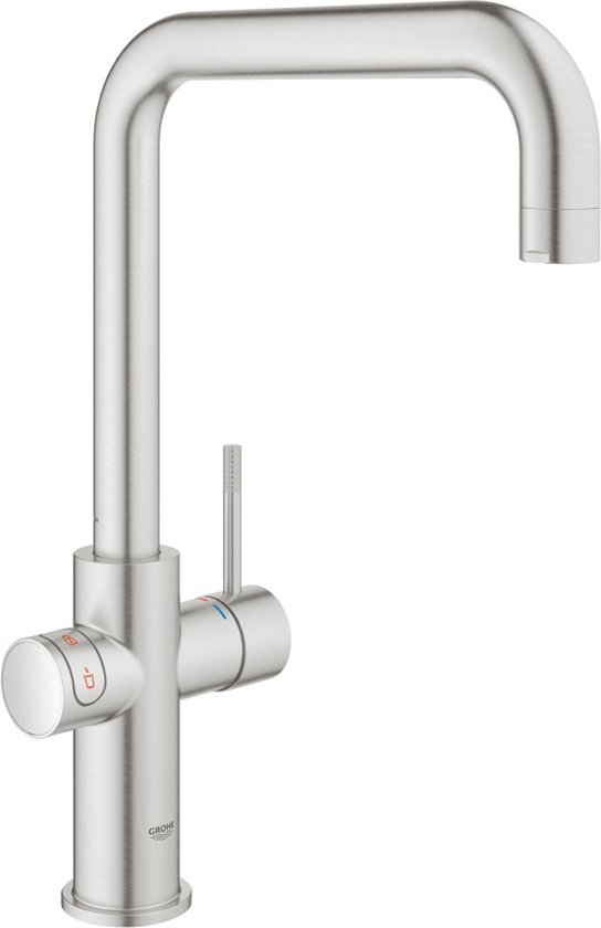 GROHE Red 3IN1 kokendwaterkraan - U uitloop - 7L boiler - Mengventiel – RVS (supersteel)