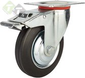 Zwenkwiel met rem, Geremd wiel, 75mm diameter, belastbaar tot 35KG per wiel