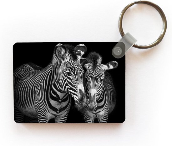 Sleutelhanger - Dierenprofiel zebra's in zwart-wit - Uitdeelcadeautjes - Plastic