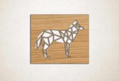 Line Art - Wolf vierkant 7 - XS - 25x30cm - Eiken - geometrische wanddecoratie