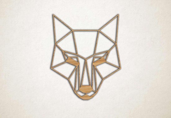 Line Art - Wolf 8 - M - 71x60cm - Eiken - geometrische wanddecoratie