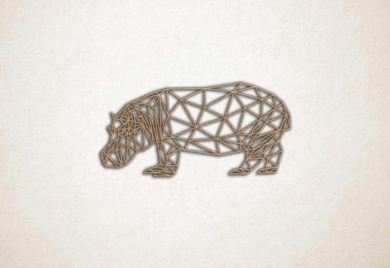 Line Art - Nijlpaard - S - 29x60cm - Eiken - geometrische wanddecoratie