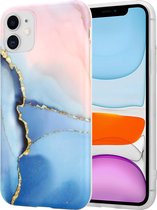 ShieldCase telefoonhoesje geschikt voor Apple iPhone 11 hoesje marmer - roze/blauw - Hardcase hoesje geschikt voor iPhone 11 - Marmer print case - Backcover Telefoon Shockproof Bescherming