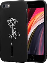 ShieldCase geschikt voor Apple iPhone SE 2020 / SE 2022 hoesje met witte roos - Siliconen hoesje shockproof case - Hoesje bloem rozen - Design Backcover