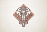 Line Art - Olifant 3 met achtergrond - XS - 27x25cm - Multiplex - geometrische wanddecoratie