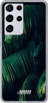 6F hoesje - geschikt voor Samsung Galaxy S21 Ultra -  Transparant TPU Case - Palm Leaves Dark #ffffff