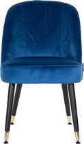 Eetkamerstoel blauw velvet velours zwart/gouden poten (r-000SP37369)