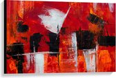 Canvas  - Rode Abstracte Kunst - 90x60cm Foto op Canvas Schilderij (Wanddecoratie op Canvas)