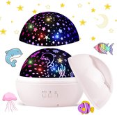 sterren projector - Fun LED-sterprojectorlamp, 360 graden roterende projectielamp met sterrenhemel en oceaanlicht Projectiekleuren veranderen Warm nachtlicht voor kinderen