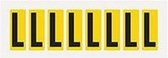 Letter stickers alfabet - 20 kaarten - geel zwart teksthoogte 50 mm Letter L