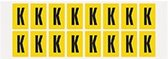 Letter stickers alfabet - 20 kaarten - geel zwart teksthoogte 25 mm Letter K