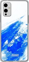 6F hoesje - geschikt voor OnePlus 9 -  Transparant TPU Case - Blue Brush Stroke #ffffff