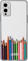 6F hoesje - geschikt voor OnePlus 9 -  Transparant TPU Case - Pencils #ffffff